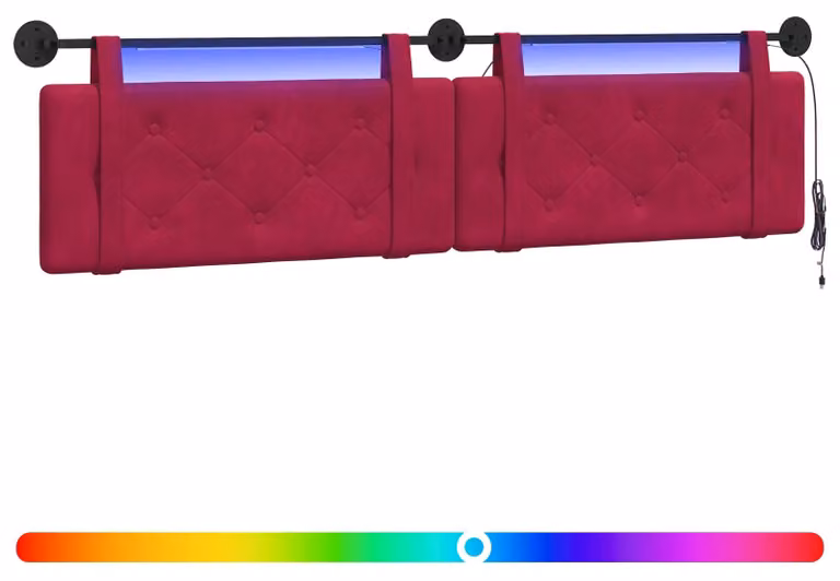 Testiera sospesa Con luce LED Rosso Vino Velluto