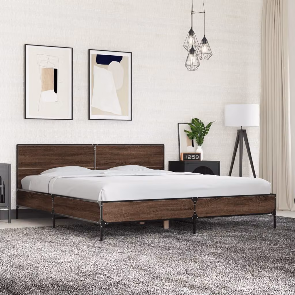 Giroletto vidaXL in legno e metallo color rovere marrone 200x200 cm – 1