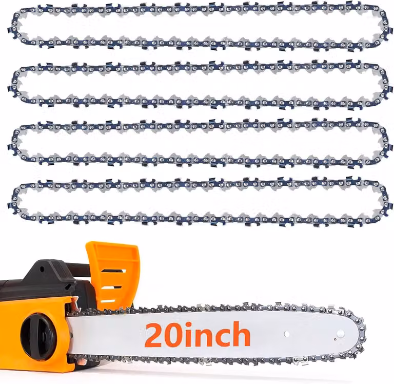 Catena per motosega, lunghezza 50 cm, passo 3/8 pollici, spessore 1,5 mm, 76 maglie, confezione da 4 pezzi, ideale per l'uso in giardino
