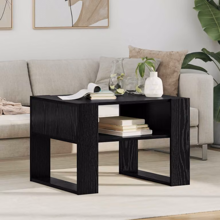 vidaXL Tavolino da salotto moderno in legno nero e rovere L: 66 cm, P: 53 cm, H: 45 cm