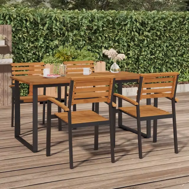 Tavolo Giardino con Gambe a U 160x80x75cm Legno Massello Acacia 319512