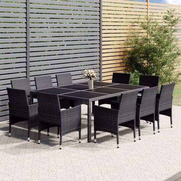 Maison Exclusive - Set da pranzo da giardino da 11 pezzi in rattan sintetico grigio