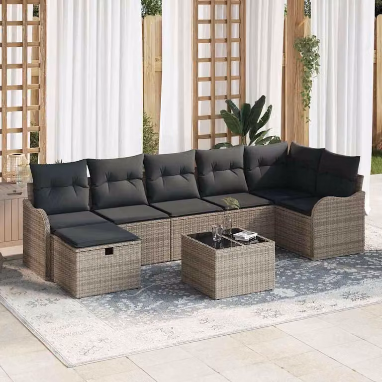 Maison Exclusive - Set da giardino composto da 8 pezzi, divano in rattan sintetico