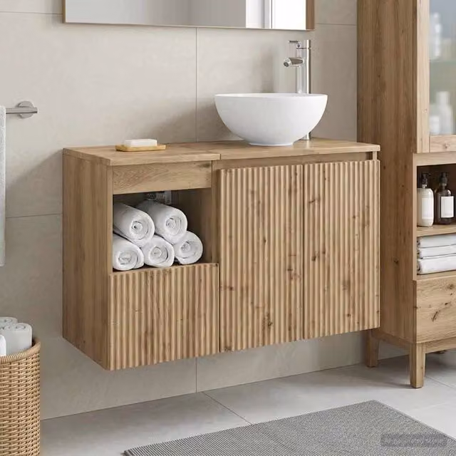 Set di mobili per il bagno 2 pz Rovere Artigianale 3404043
