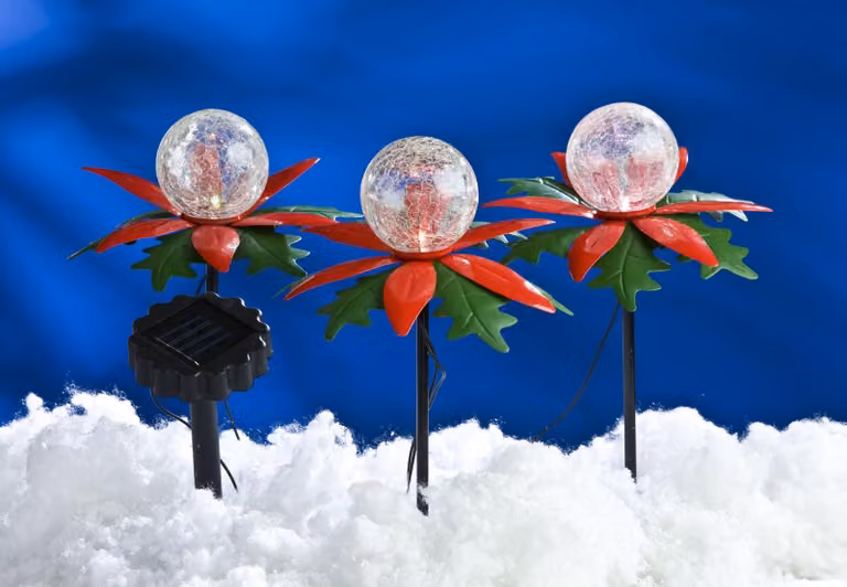 set di 3 stelle di Natale a LED con luci di Natale a luce solare con cambio di colore
