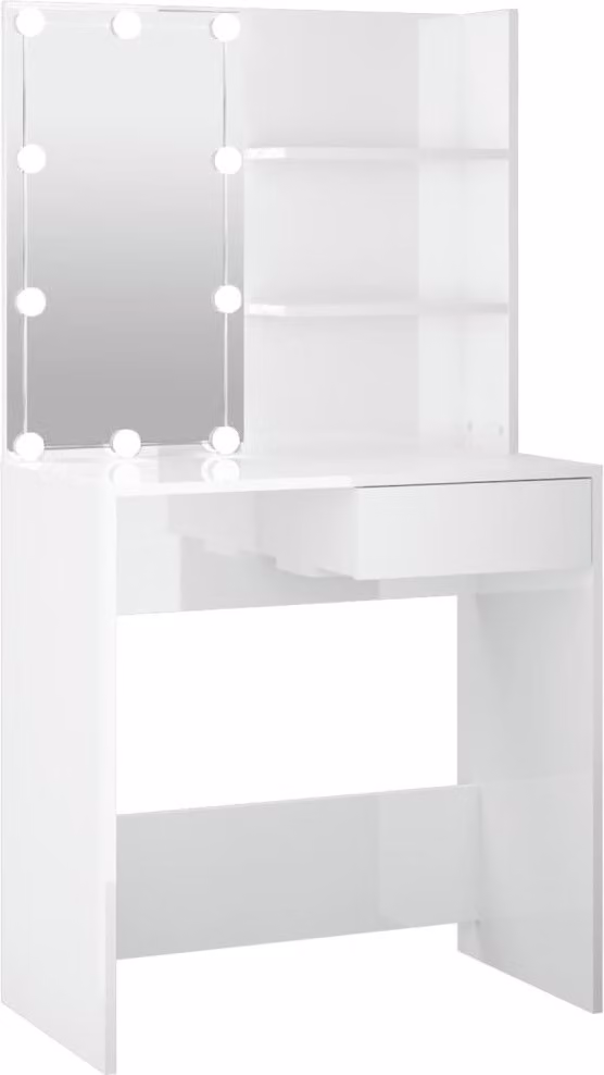 Toeletta con LED Bianco Lucido 74,5x40x141 cm