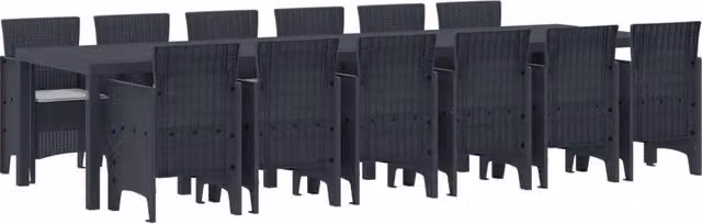 Set da pranzo per giardino e terrazza vidaXL in rattan antracite, 13 pezzi