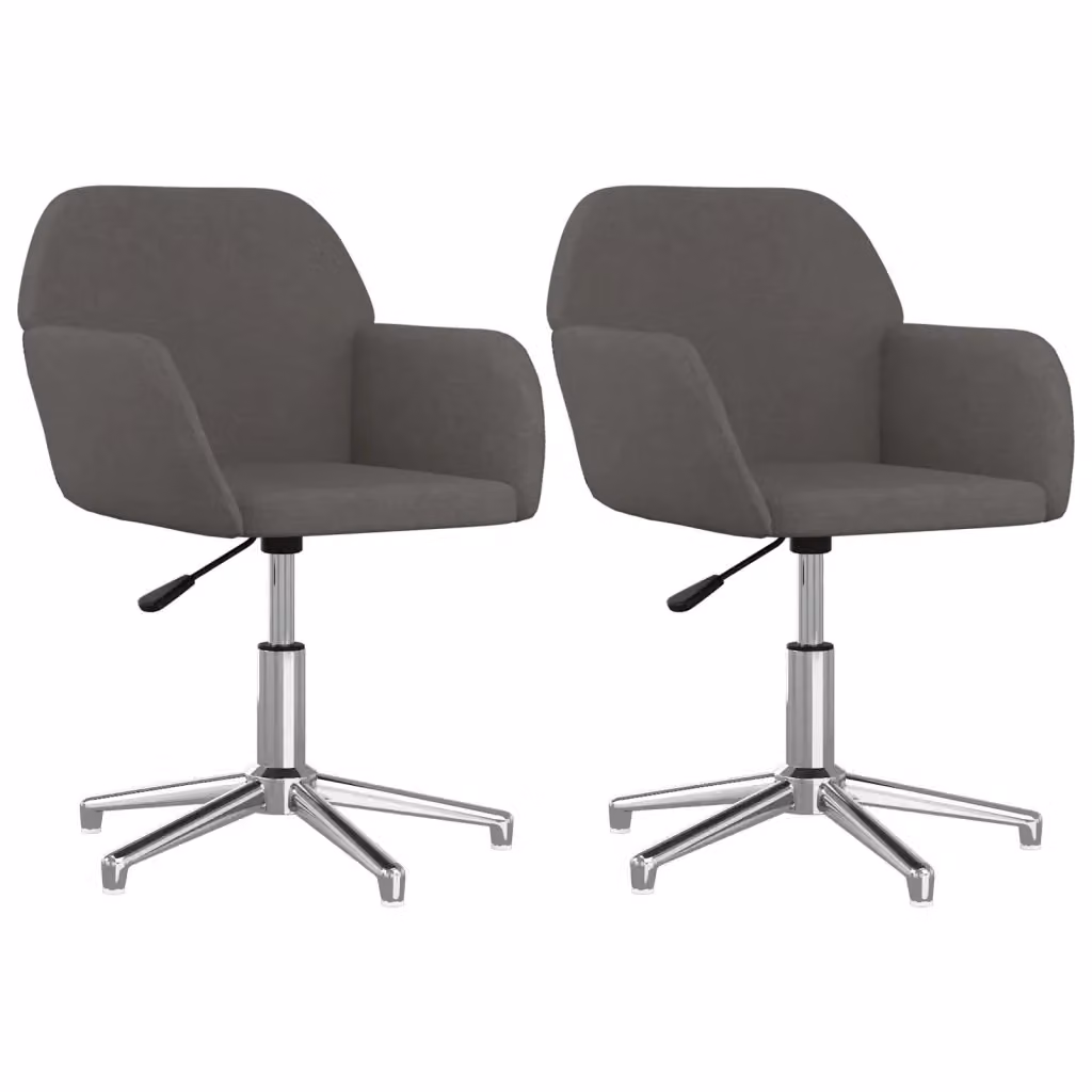 Set di 2 sedie da pranzo girevoli vidaXL in tessuto grigio con base in metallo e plastica per soggiorno o cucina – 2
