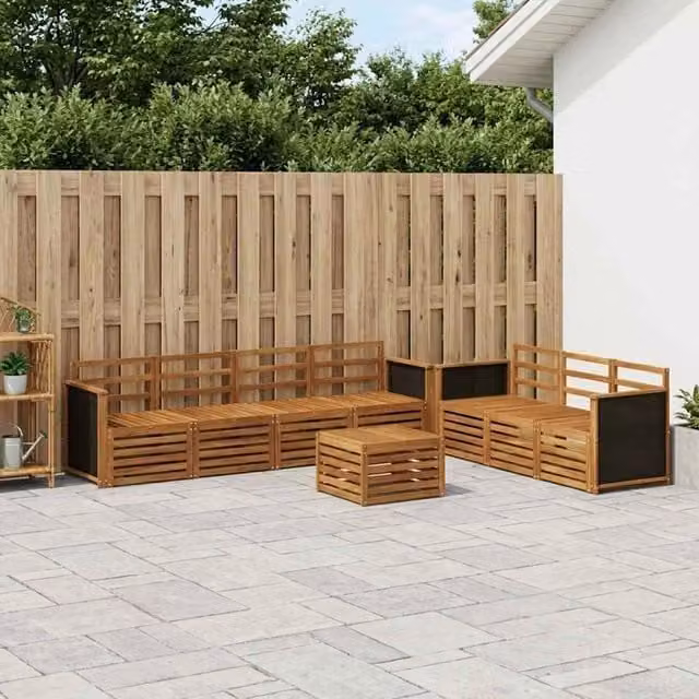 Set divani 8 pz Legno di Acacia Massello 3384100
