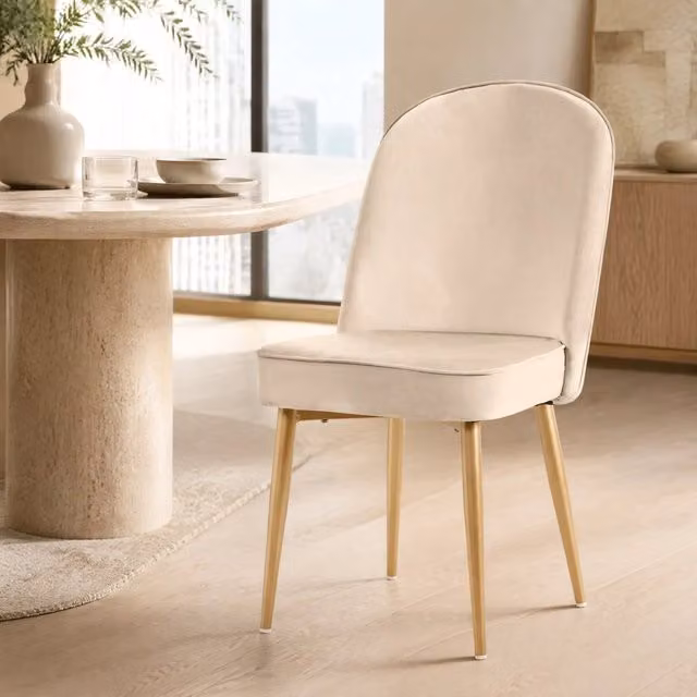 Set di 2 sedie da pranzo 45,5 x 62 x 87,5 cm velluto beige, gambe dorate