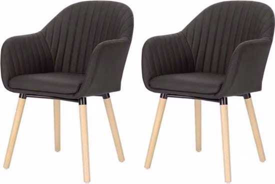Sedie da pranzo in pelle - con braccioli - stile rigido e moderno - forma ergonomicamente curata - finitura robusta - colore antracite