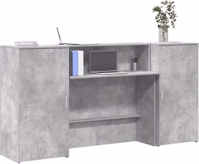 Banco Reception Grigio Cemento 200x50x103,5cm Legno Multistrato 3324217
