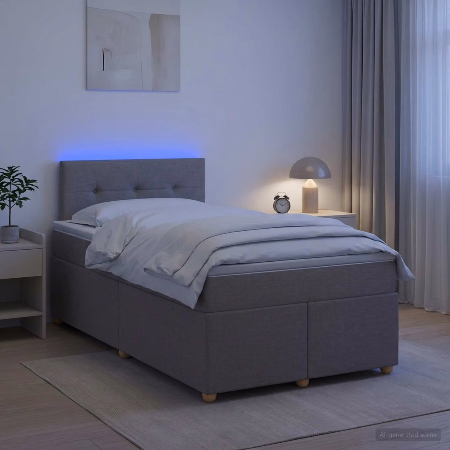 Letto box spring ibrido vidaXL con materasso e illuminazione sottostante, L/P: 120 x 200 cm, Grigio