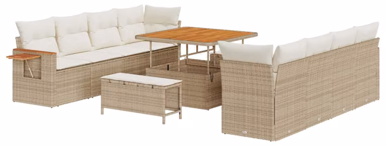 Set Divano da Giardino 11 pcs Beige polyrattan