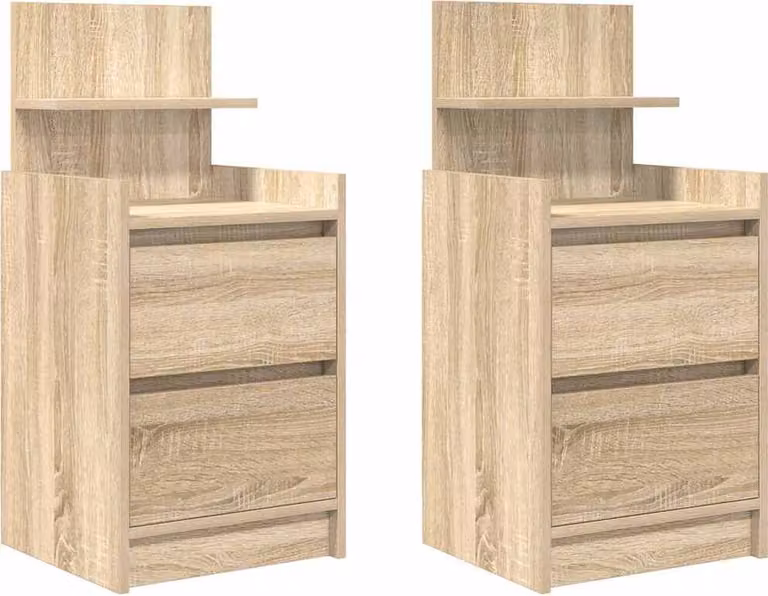 Comodini con 2 Cassetti 2 pz Rovere Sonoma 38x34x80 cm