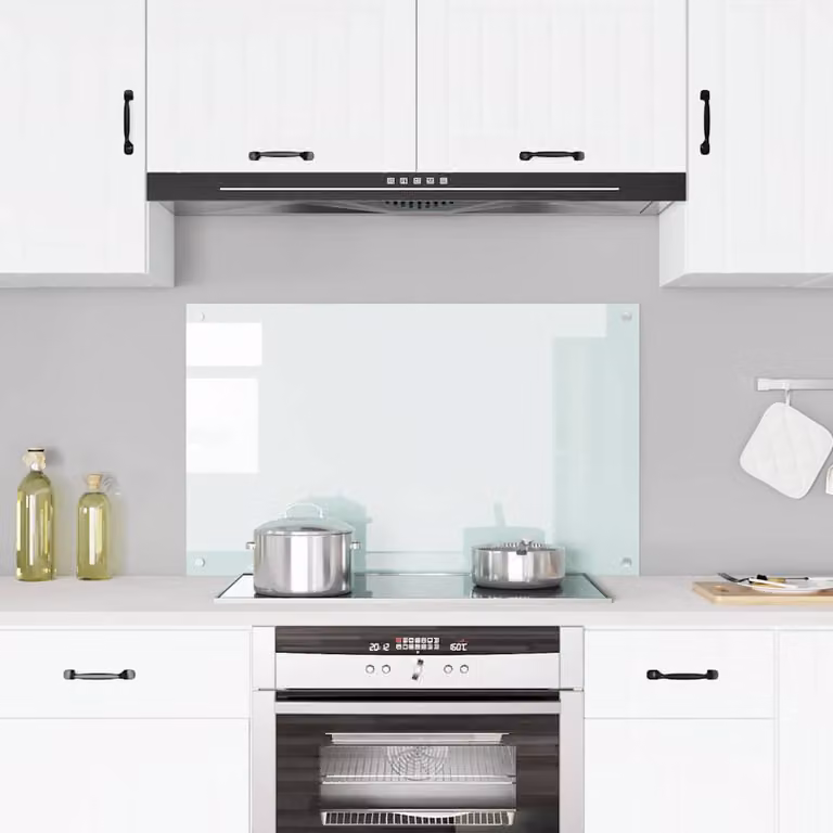 Paraschizzi per cucina vidaXL in vetro temperato bianco lucido L: 100 cm, H: 60 cm