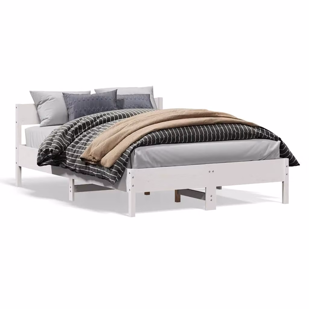 Letto senza materasso vidaXL in legno massello di pino bianco L/P/H: 205.5 x 160 x 71.5 cm