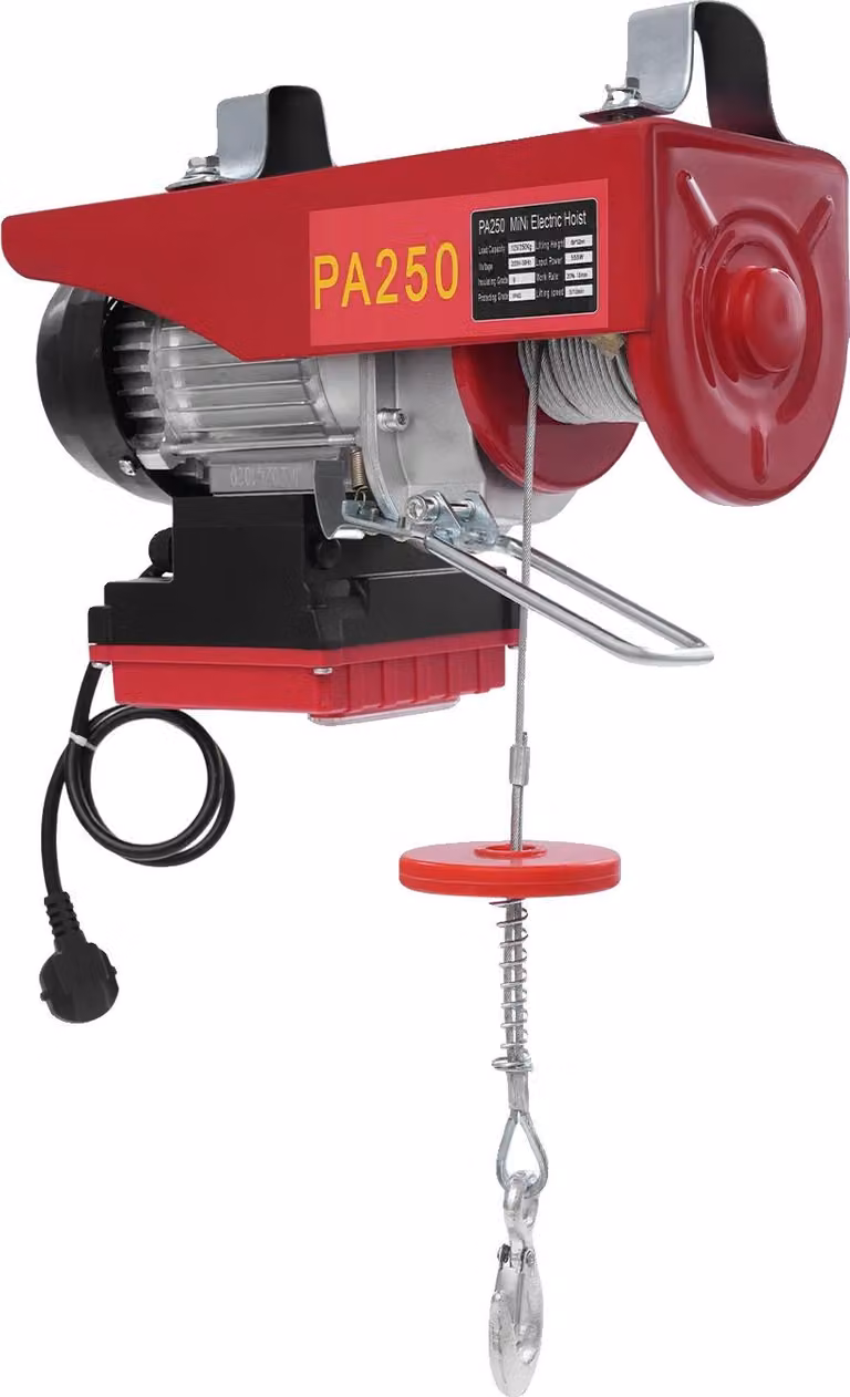 Argano elettrico, portata 250 kg, radiocomando, rosso