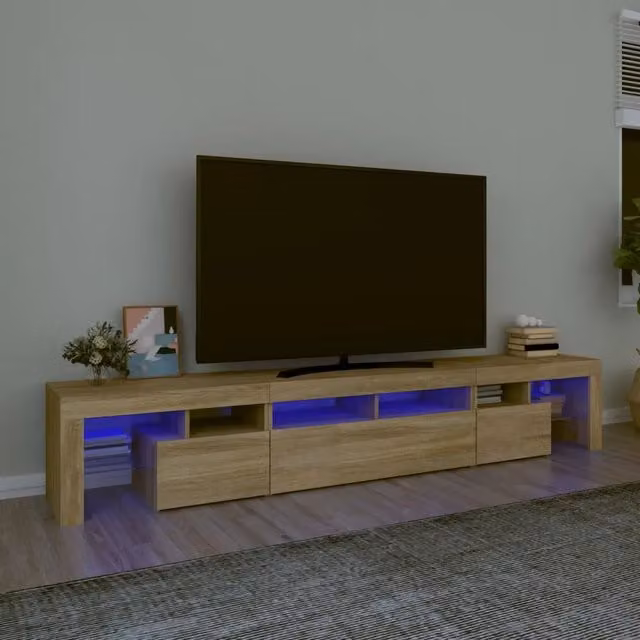 Mobile Porta TV con Luci LED-Credenza per TV Rovere Sonoma 230x36,5x40 cm