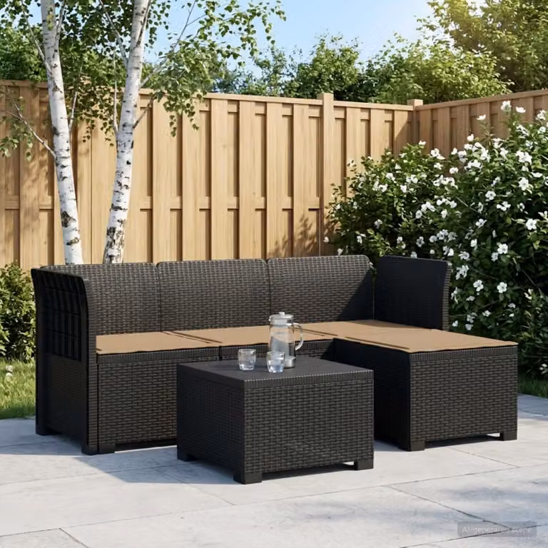 vidaXL Divano da giardino moderno a L con cuscini, colore antracite e beige, resistente alle intemperie e ai raggi UV