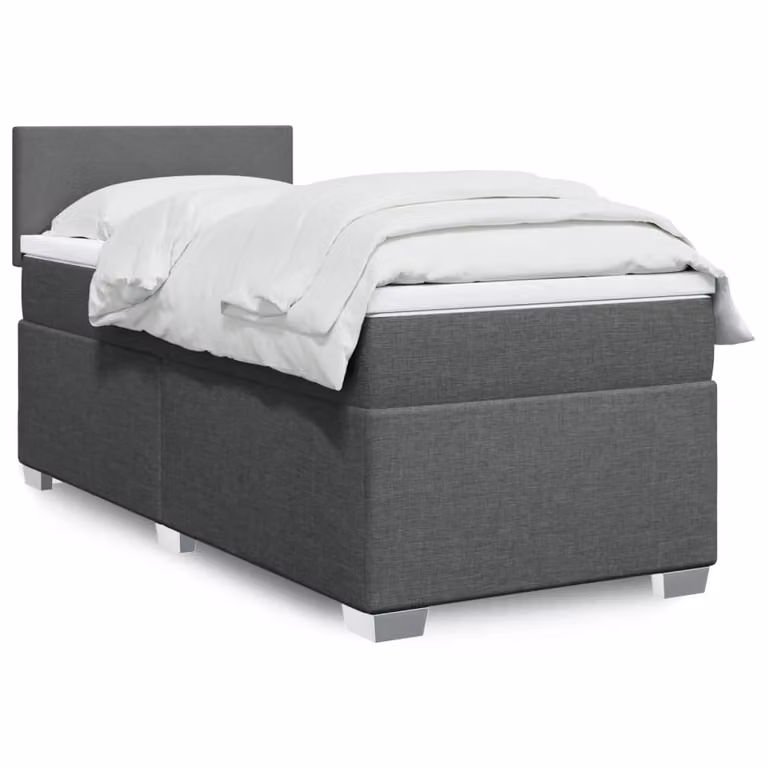 vidaXL Giroletto a Molle Ibrido con Materasso in Tessuto Grigio e Bianco L/P/H: 80 x 200 cm