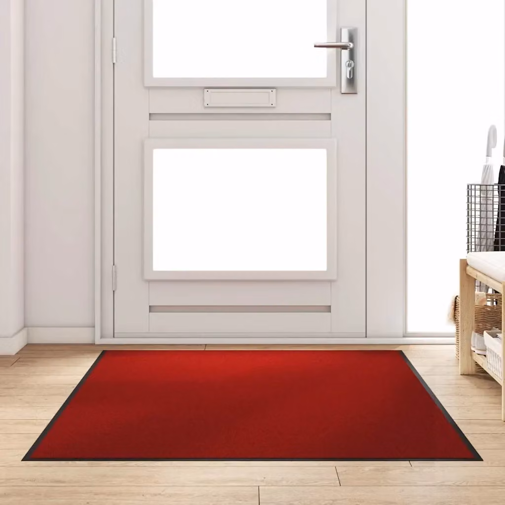 Zerbino rettangolare moderno rosso e nero in 100% poliammide, L: 120 cm, P: 180 cm – 2