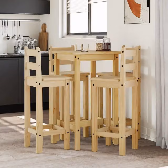 Set da Bar 5 pz in Legno Massello di Pino 3217069
