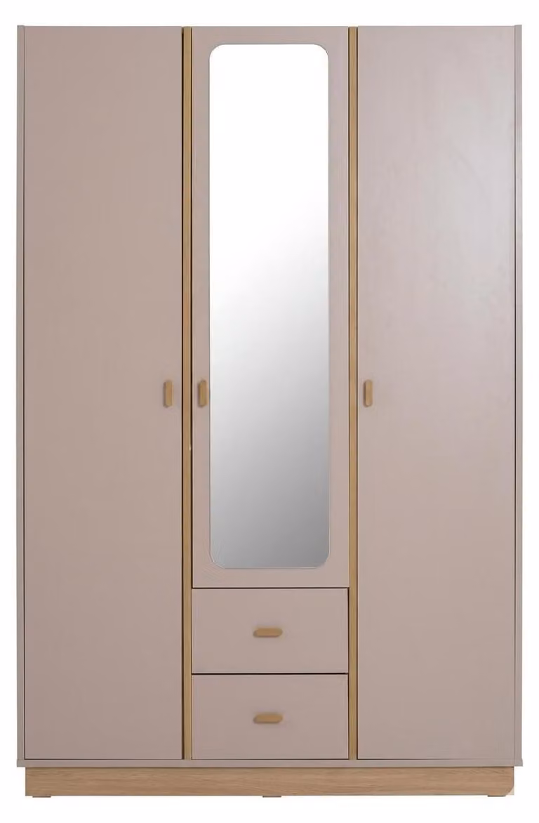 Armadio beige, mobiletto in legno, 3 ante, ideale per camerette o camere da letto, design moderno