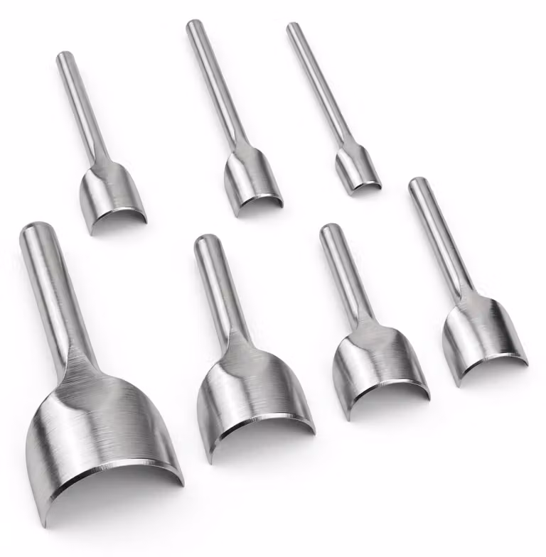 Omgoods - Set di 7 coltelli da cucina in acciaio inox, a forma di mezzaluna, per un taglio preciso