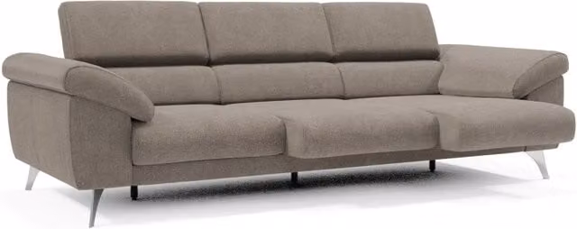 Divano Donatello Divani.Store con 3 sedute allungabili, braccioli contenitore e poggiatesta reclinabili in tessuto smacchiabile, L: 265 cm