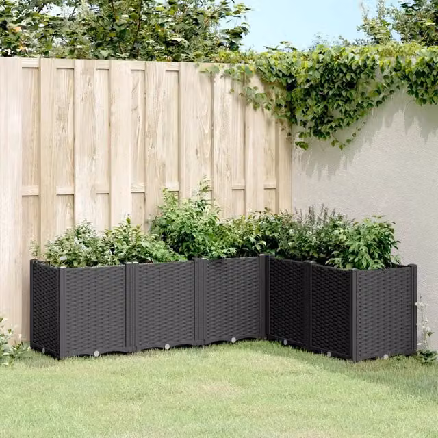 Fioriera da giardino vidaXL in plastica nera L: 160 cm, P: 120 cm, H: 53 cm – 1