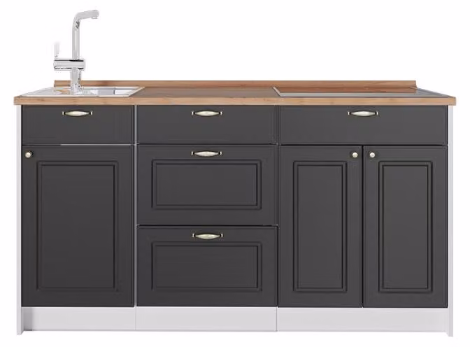 Cucine componibili piccole Vicco Fame-Line Oro-antracite rustico 150 cm, PL Rovere, Model 65314