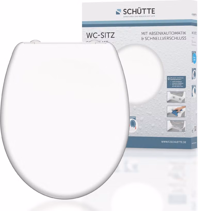 Sedile per wc SCHÜTTE Duroplast WHITE, sedile per wc con chiusura morbida e sgancio rapido