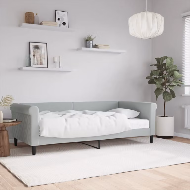 vidaXL Divano Letto in Velluto Grigio con Materasso L/P/H: 90 x 190 cm