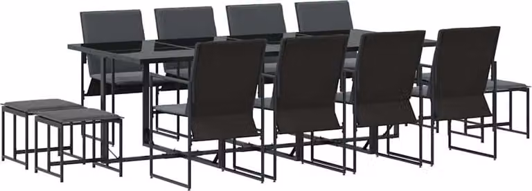 Set da Pranzo per Giardino 13 pcs Nero Acciaio