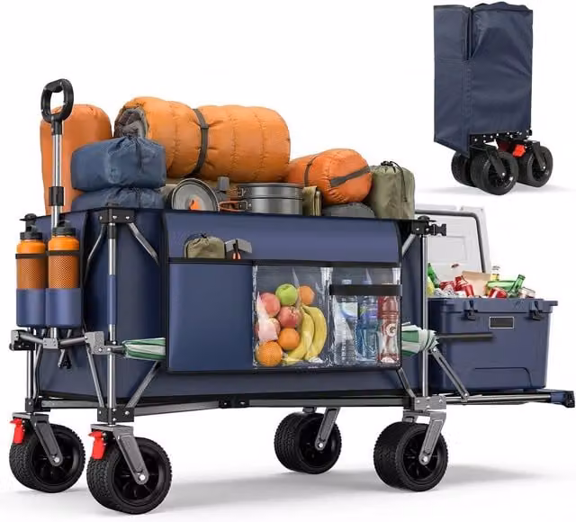 Carrello pieghevole Minimal Blu con ruote all-terrain da 300L per giardino esterno – 1