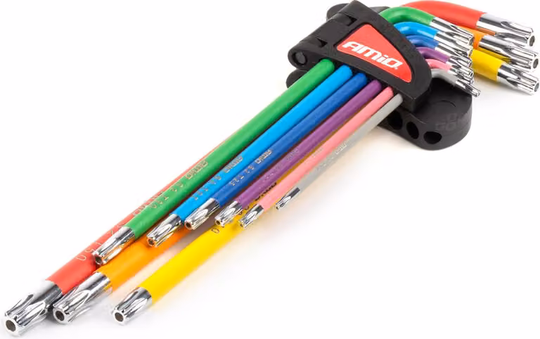 Set di chiavi TORX extra lunghe 9 pezzi S2 AMIO-04301 Alta qualità