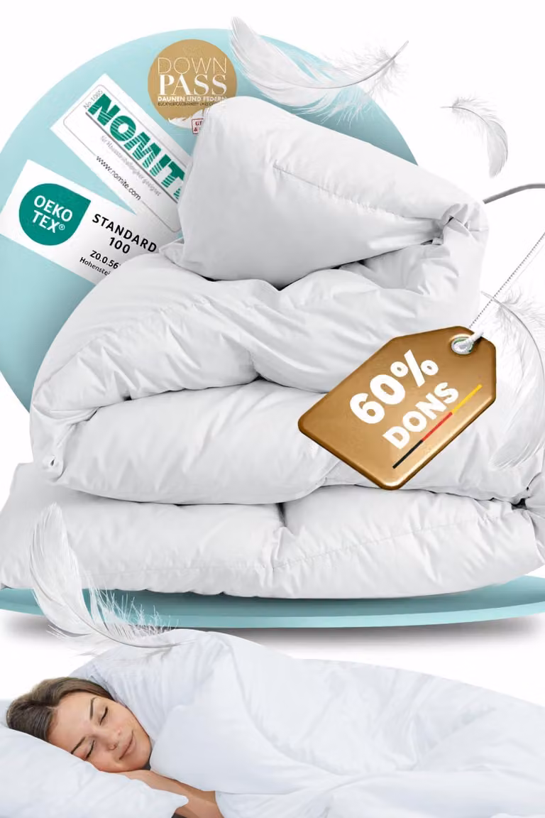 Piumino matrimoniale 155x220 cm, adatto per tutte le stagioni, composto al 60% da piumino e al 40% da piume