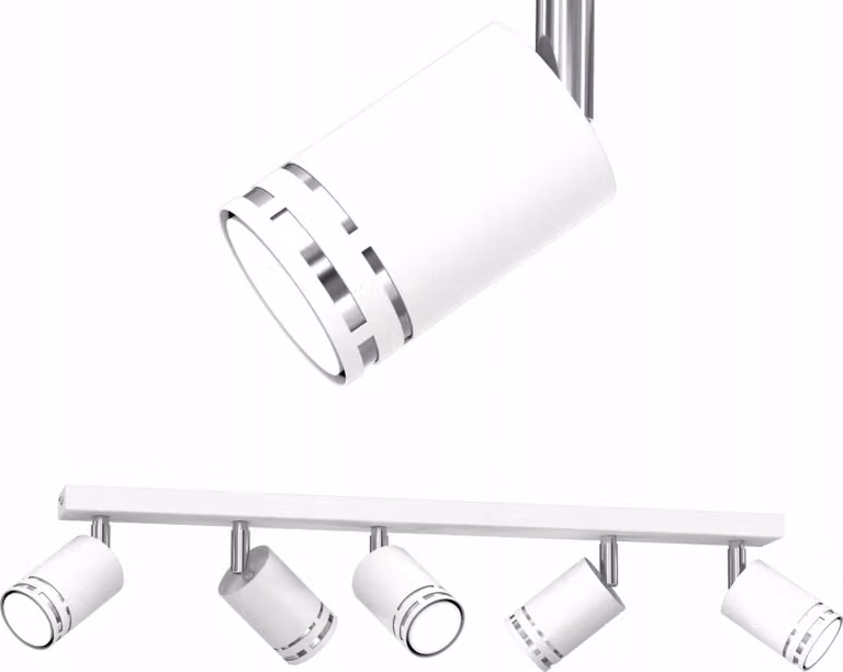 Lampada Da Soffitto Bianca E Cromata Con Led Mobili Gx53, Faretto Riflettore Polish