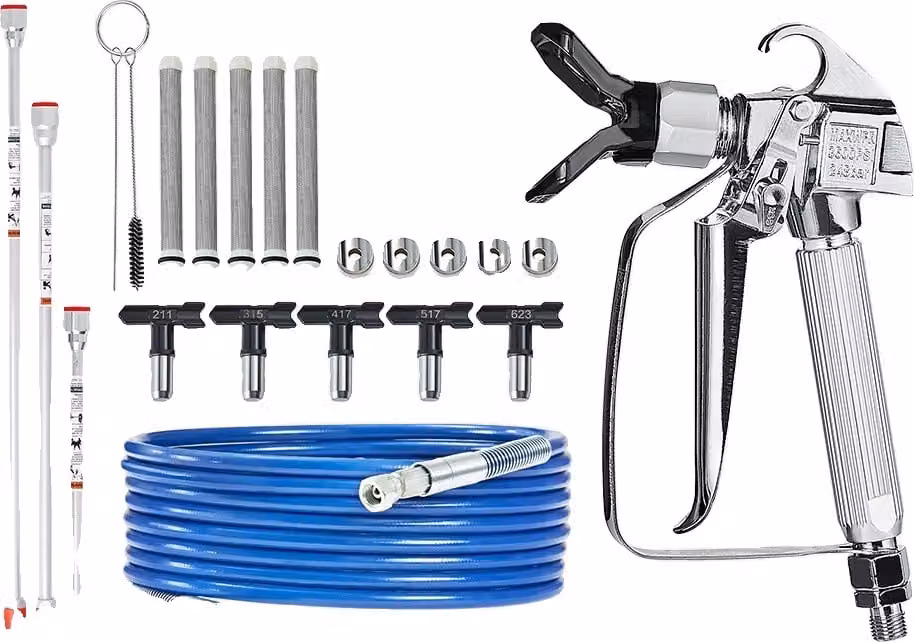 Set di pistole a spruzzo senza aria, pressione di 3600 psi, accessori versatili, colore blu