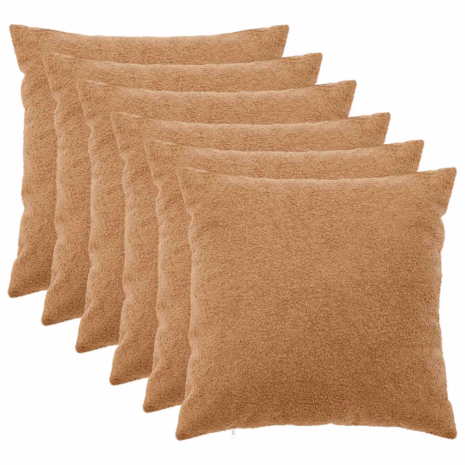 Set di 6 federe vidaXL HEERLEN beige in tessuto bouclé, L 65 x L 65 cm