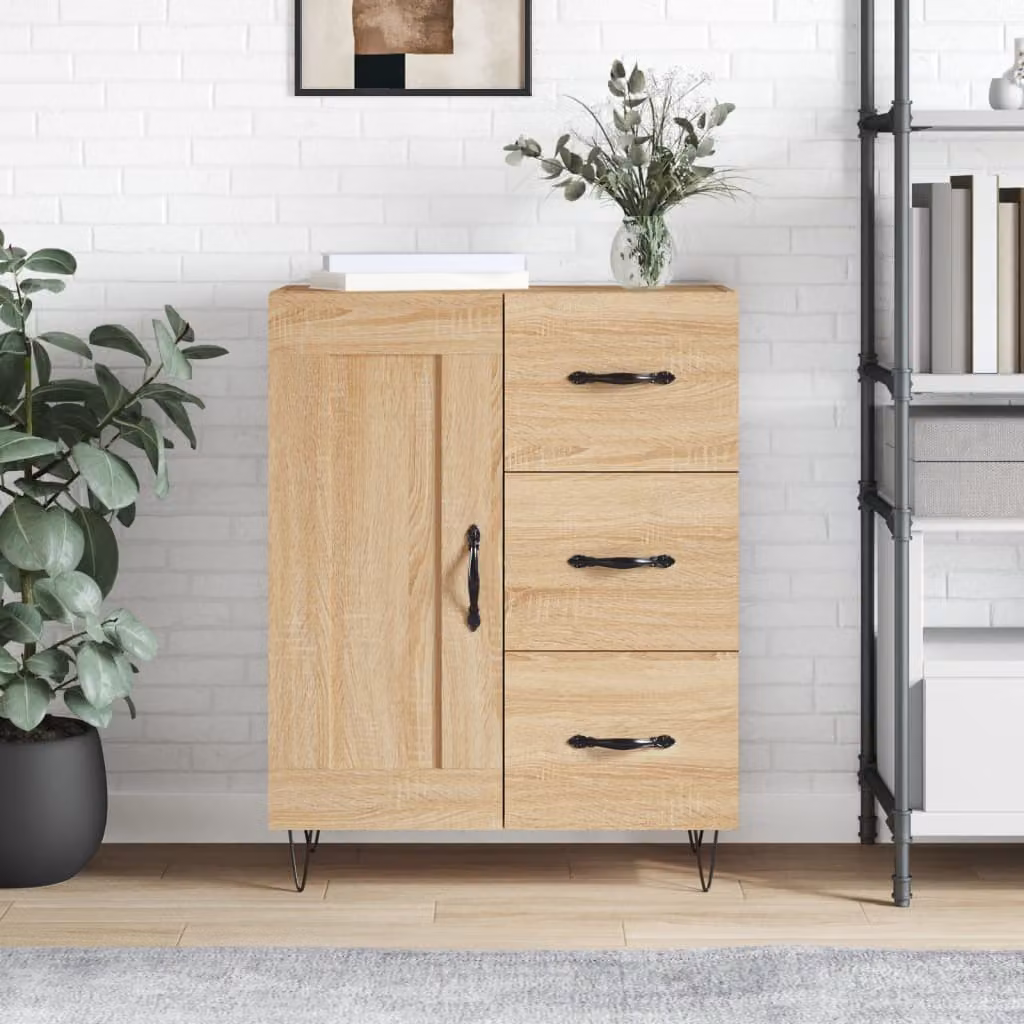 Credenza vidaXL in Rovere Sonoma e Legno Multistrato, Colore Marrone, L 69,5 cm x P 34 cm x H 90 cm