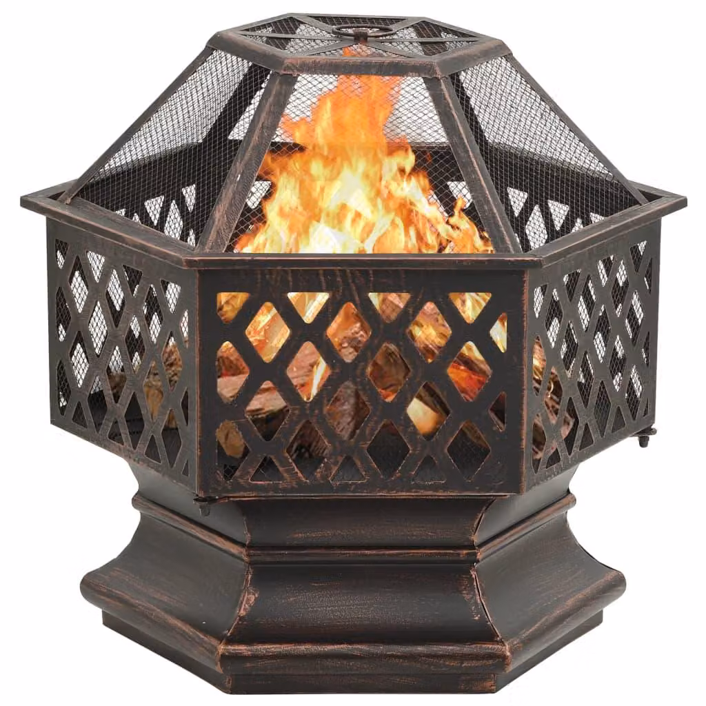 vidaXL Caminetto rustico con attizzatoio 62x54x56 cm XXL in acciaio