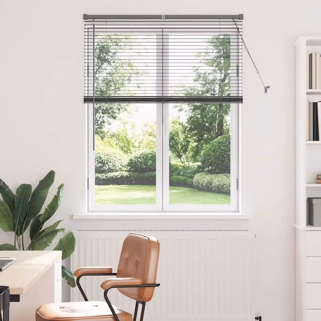 Tenda Veneziana vidaXL in Alluminio Grigio, L 130 cm x H 105 cm, Lamelle da 25 mm