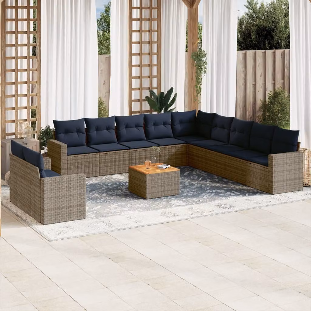Maison Exclusive - Set Divani da Giardino 12 pz con Cuscini Grigio in Polyrattan