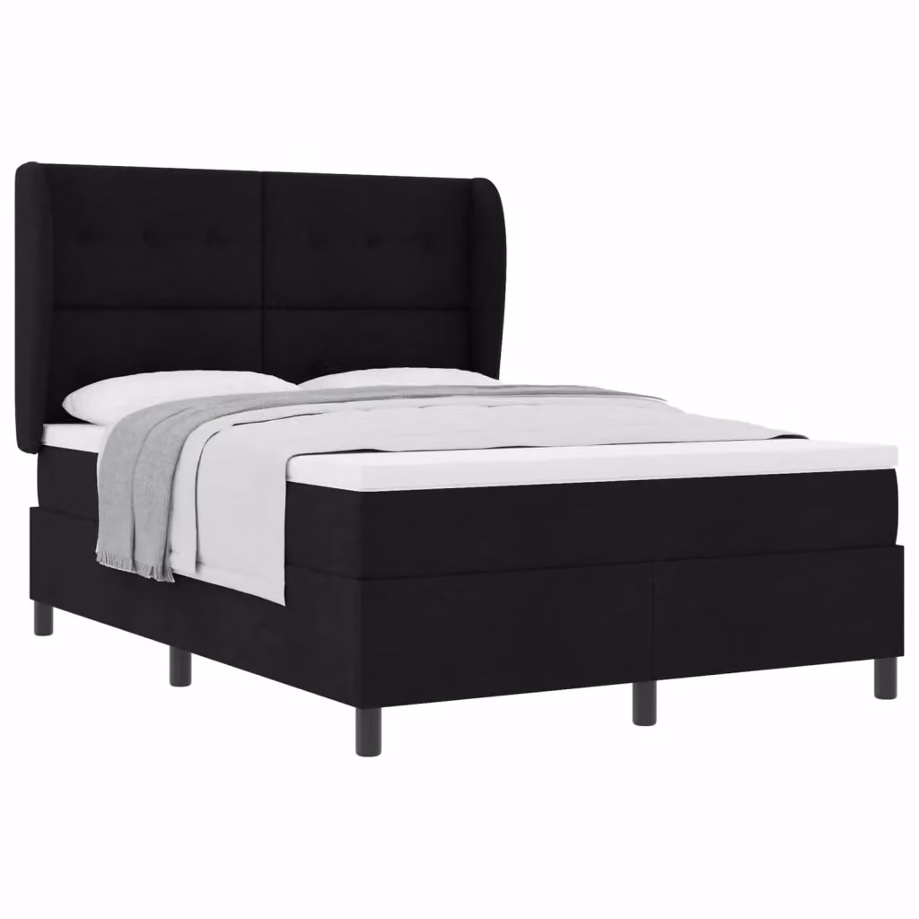Letto a molle moderno vidaXL con testiera in tessuto nero L 160 x P 200 cm – 2