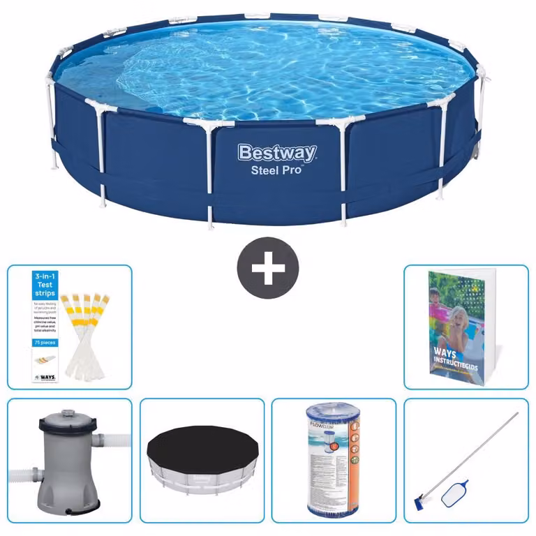 Bestway Steel Pro, piscina in acciaio, rotonda - 396x84 cm - composta da 5 parti, modello S304
