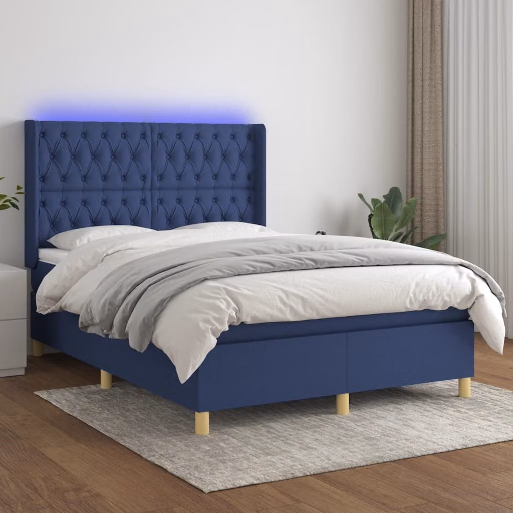 Maison Exclusive - Letto a Molle con Materasso e LED Blu 140x200 cm in Tessuto