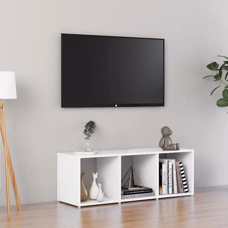 vidaXL Mobile Porta TV Bianco in Legno Multistrato L: 107 cm, P: 35 cm, H: 37 cm