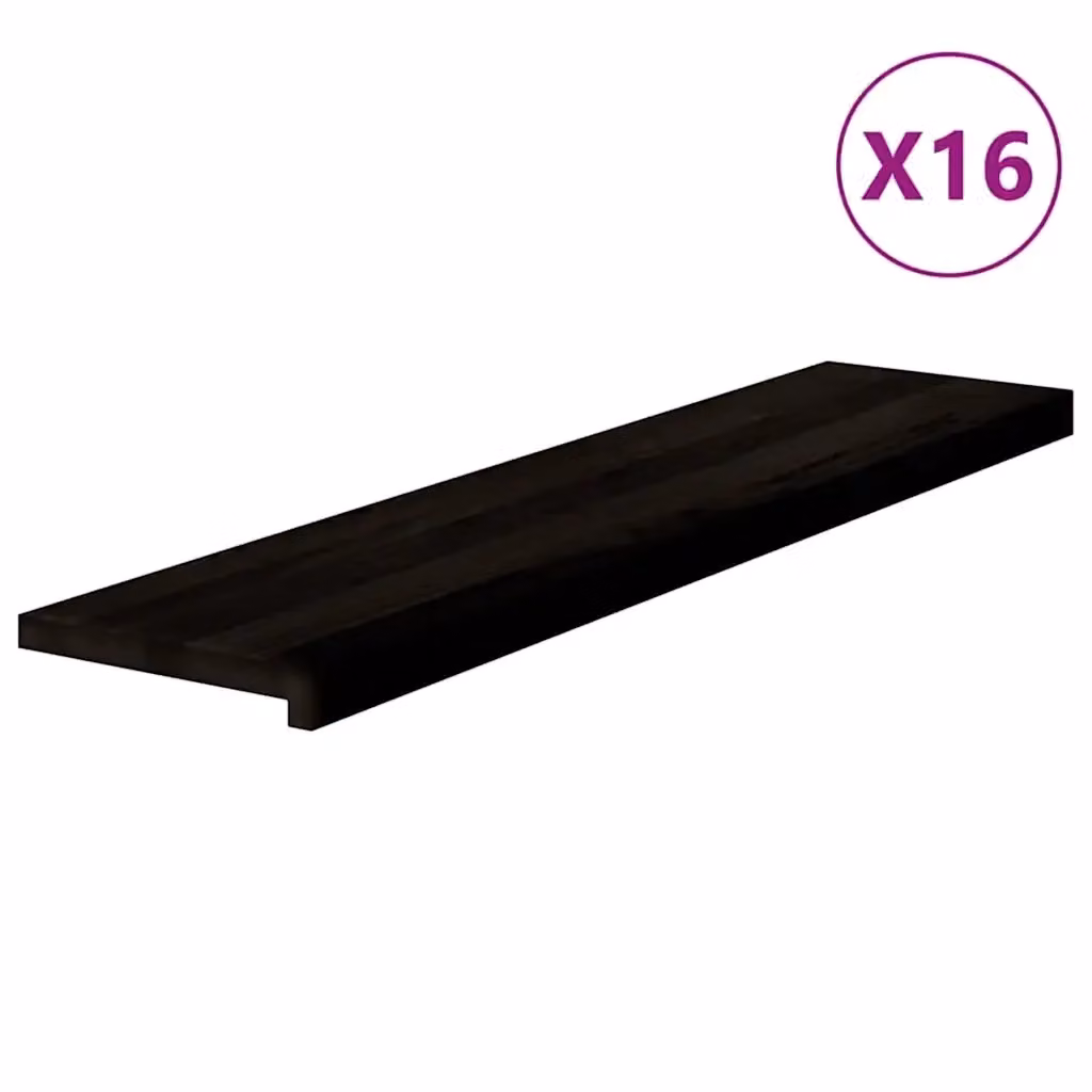 Set di 16 gradini in legno massello di rovere marrone scuro vidaXL L: 110 cm, P: 30 cm, H: 2 cm – 2